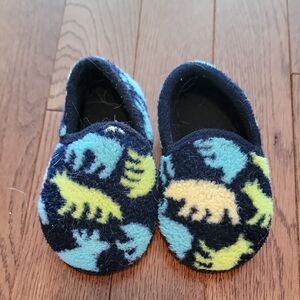 Kids Dinosaur Slippers in Blue and Yellow
